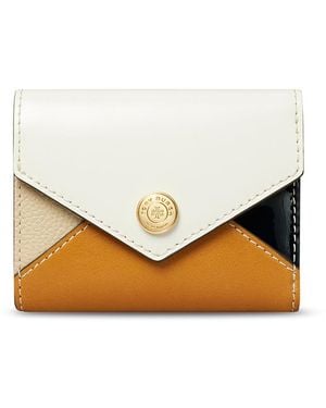 Tory Burch Small Colour Block Leather Envelope Wallet - Natural