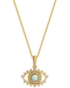 Karma and Luck Luminous Guard Opal Evil Eye Necklace - Metallic