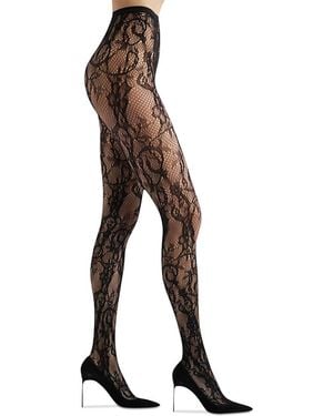 High Heel Jungle Lace Spell Tights - Black