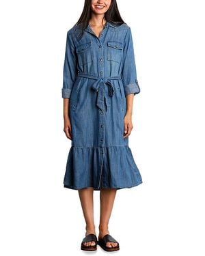Billy T Ruffled Belted Shirtdress - Blue