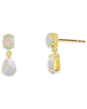 Moon & Meadow 10K Opal & Mother Of Pearl Drop Earrings - White