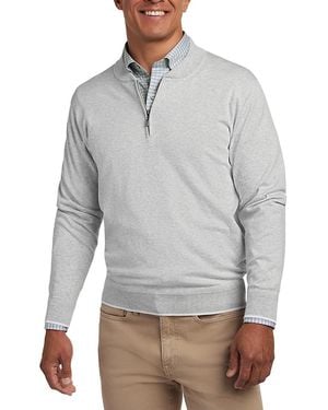 David Donahue Skipper Cotton Silk Quarter Zip Sweater - Gray