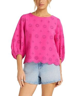 Matty M Kashira Eyelet Puff Sleeve Top - Pink