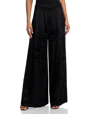 FARM Rio Leopard Jacquard Wide Leg Pants - Black