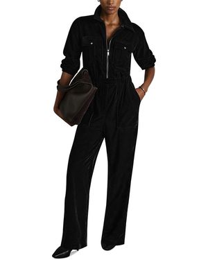 Reiss Vinnia Velvet Jumpsuit - Black