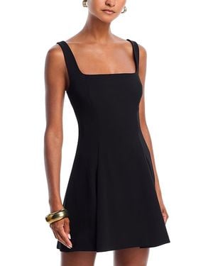 French Connection Square Neck Inverted Pleat Mini Dress - Black
