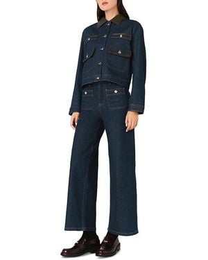 Maje High Rise Wide Leg Jeans - Blue