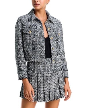 Alice + Olivia Chloe Cropped Tweed Jacket - Gray