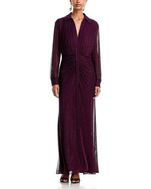 BCBGMAXAZRIA Embellished Shirt Gown - Purple