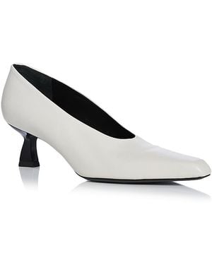 NODALETO Dona Leather Kitten Heel Pumps - White