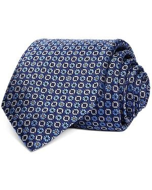 David Donahue Neat Jacquard Classic Silk Tie - Blue