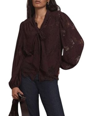 Mint Velvet Lace Pussybow Blouse - Purple