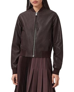 AllSaints Orten Leather Bomber Jacket - Brown