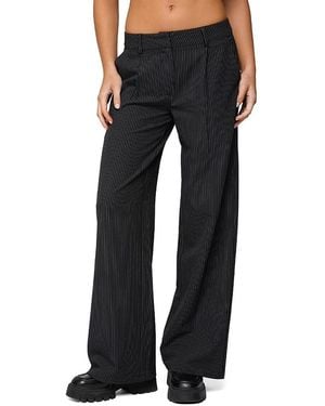 Edikted Pinstripe Tailored Straight Leg Pants - Black