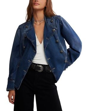 Free People Imogene Denim Officer Jacket - Blue