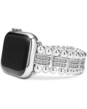 Lagos Smart Caviar Sterling Two Row Diamond Apple Watch Bracelet - Black