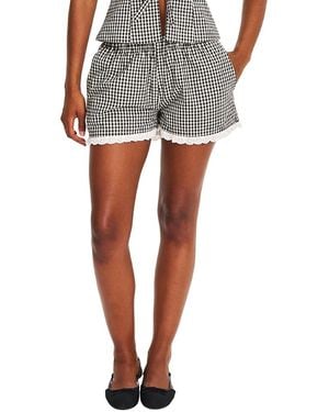 Miss Circle Qutayla Gingham Lace Trim Shorts - Gray