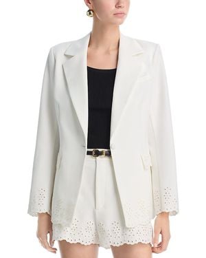 Aqua Eyelet Blazer - White