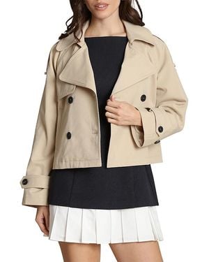 Avec Les Filles Double Breasted Cropped Trench Jacket - Natural