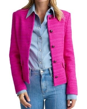 St. John Waist Defining Tweed Jacket - Pink