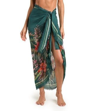 La Blanca Courtyard Palms Canga Sarong Swim Cover-Up - Green