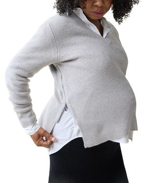 Ingrid & Isabel Maternity Side Zip Sweater - Grey