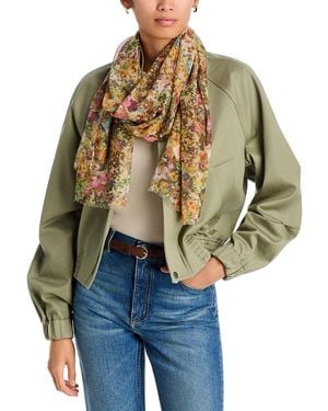 V. Fraas Blurred Floral Scarf - Blue