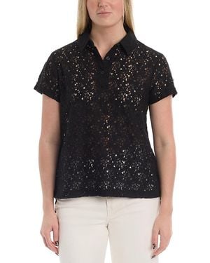 Wilt Clothing Short Sleeve Lace Polo Top - Black
