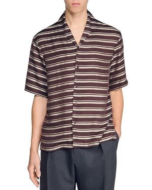 Sandro Striped Boat Neck Shirt - Red