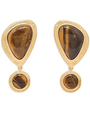 Reiss Tori Tumbled Stone Drop Earrings - Metallic