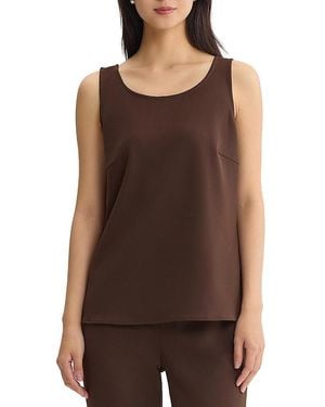 Ming Wang Stretch Deco Crepe Scoop Neck Tank - Brown