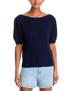 PAIGE Jules Cashmere Pointelle Cable Knit Sweater - Blue