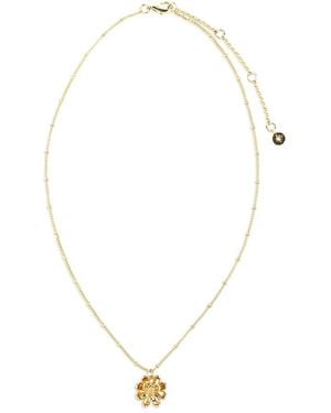 Aqua Cubic Zirconia Flower Pendant Necklace, 16 - White