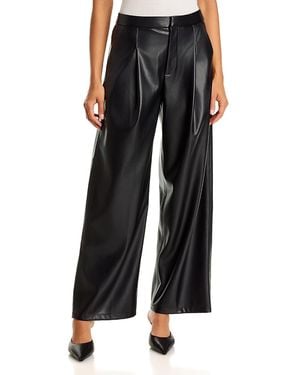 Aqua Faux Leather Wide Leg Pants - Black