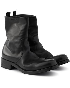 Prada Leather Zipper Boots, Size 5 - Black