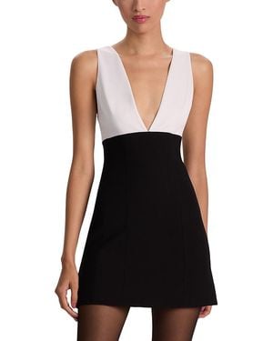 Alice + Olivia Mandy Deep Plunge Neck Mini Dress - Black