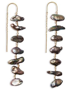 Chan Luu Ladder Peacock Freshwater Pearl Threader Earrings, 2L - White