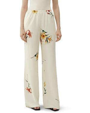 LILYSILK Lily Print Silk Pull-On Pant - Natural