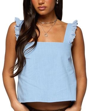 Edikted Viviana Linen Look Top - Blue