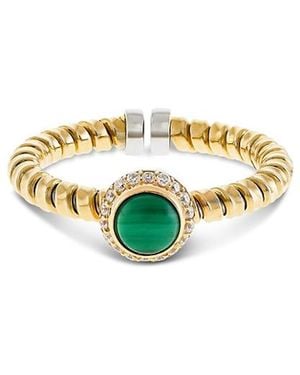 Alberto Milani 18K Diamond & Malachite Via Giardino Tubogas Small Rope Ring - White