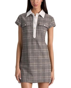 Alice + Olivia Darby Plaid Contrast Detail Minidress - Grey