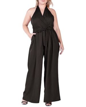 Standards & Practices Wide Leg Halter Jumpsuit - Black