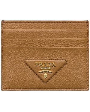 Prada Leather Card Holder - Brown