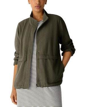 Eileen Fisher Zippered Cotton & Linen Jacket - Green