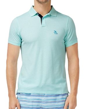 Tom & Teddy Cotton Pique Slim Fit Polo Shirt - Blue