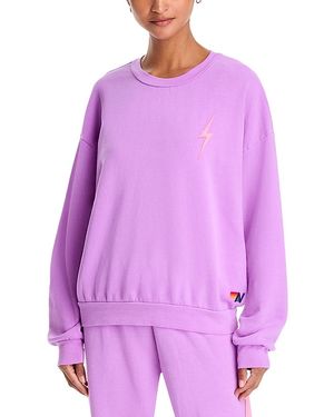 Aviator Nation Bolt Stitch Crewneck Sweatshirt - Purple