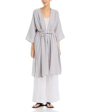 Eileen Fisher Striped Cotton Gauze V Neck Caftan - Gray