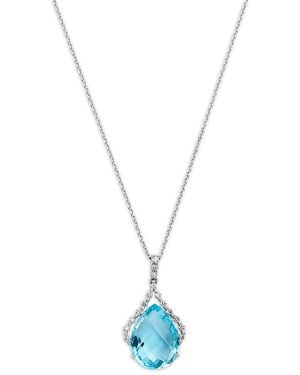 Bloomingdale's Fine Collection Diamond & Topaz Pear Shaped Pendant Necklace - Blue