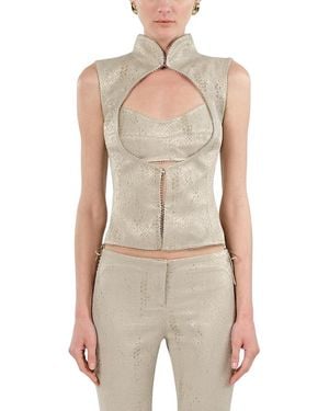 Nocturne Braid-Trim Bustier Top - Natural