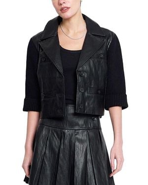 Central Park West Quinn Cropped X Sweater Jacket - Black